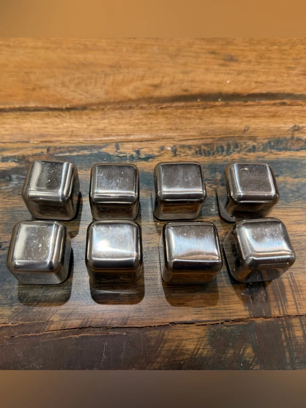 Set of 8 reusable Whiskey Drink Ice Cubes Stainless Steel Stones 1X1